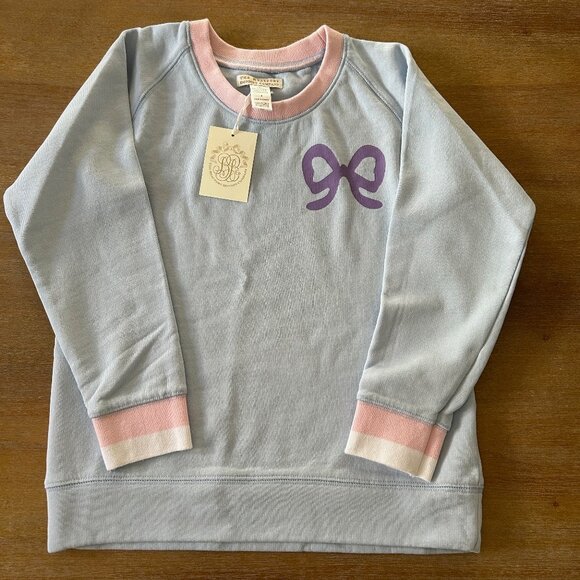 NWT Beaufort Bonnet Company Cassidy Crewneck in Blue/Pink, Size 8 Years - Picture 1 of 5